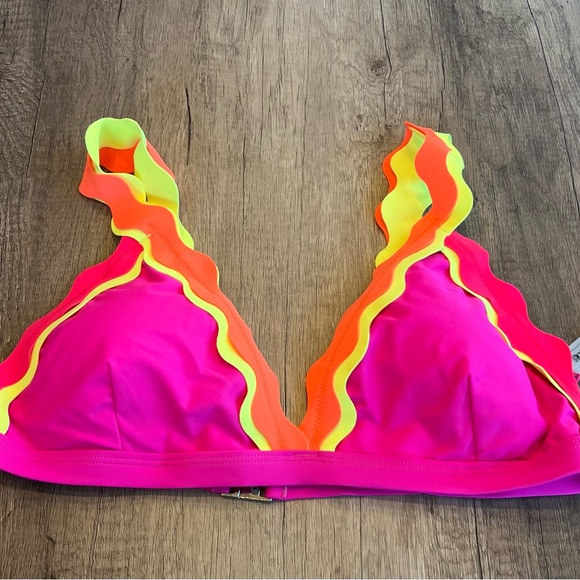 Pink and Yellow Ruffled Bikini Set - Picture 2 of 6